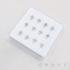 MULTI CZ CROSS CRUCIFIX  316L SURGICAL STEEL L-SHAPE NOSE BOX